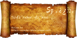 Szünder Ákos névjegykártya